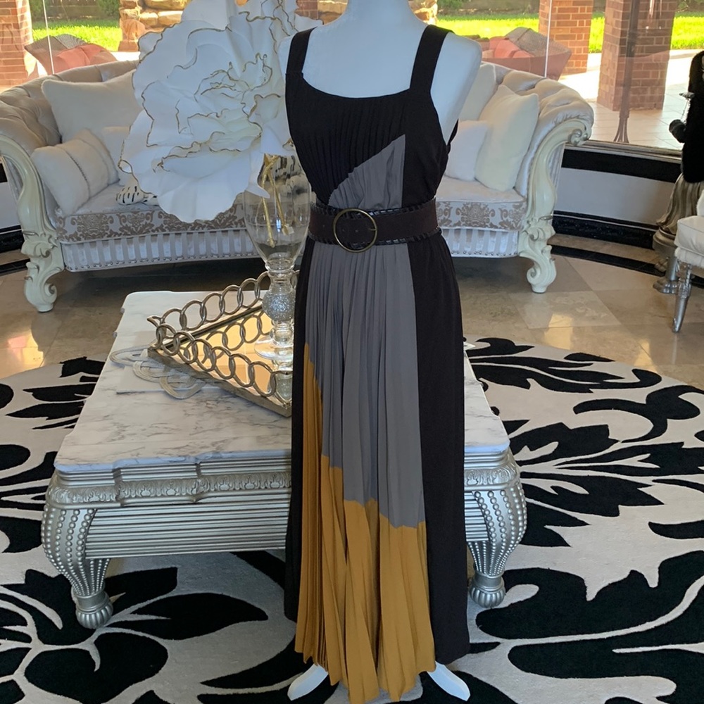 Brown maxi silk dress size large